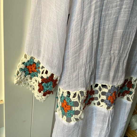 White Crochet swim coverup vacation outfit beach wear - Picture 3 of 7